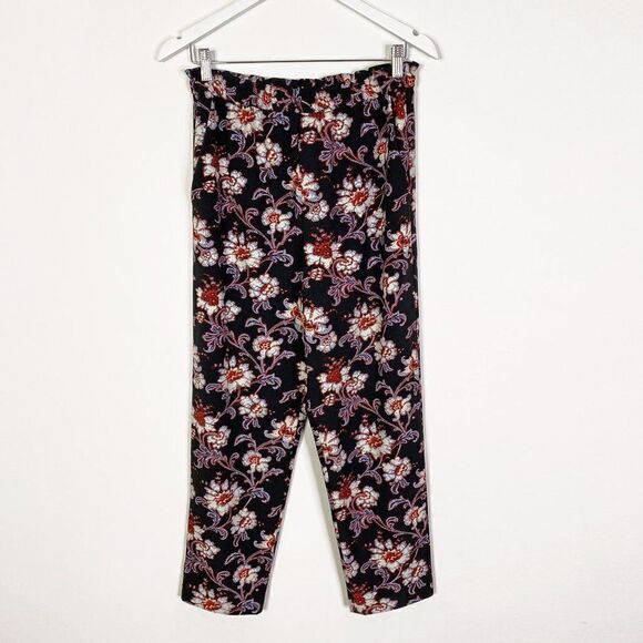 CLEARANCE - Club Monaco Black Floral Print Pull On Elastic Waist Dress Pants - Picture 1 of 6